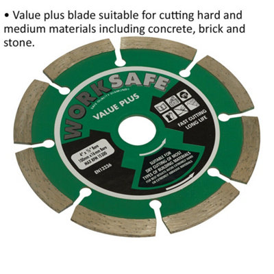 100mm Diamond Cutting Disc Blade - 16mm Bore - Long Lasting Brick Concrete Stone