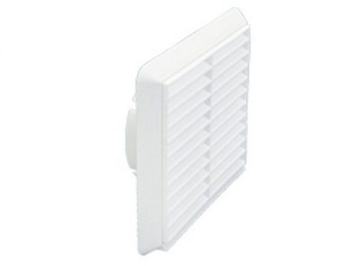 100mm External White Louvered Grille Vent (4" Spigot)