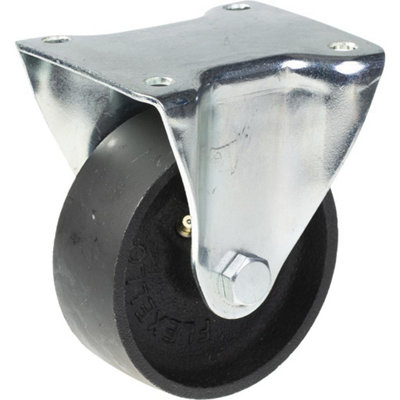 100mm fixed castor with black cast iron wheel