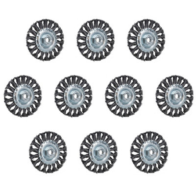 100mm Flat Twist Knot Rotary Wire Brush Wheel Deburring Rust Paint Removal 10pc