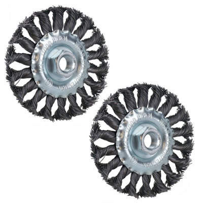 100mm Flat Twist Knot Rotary Wire Brush Wheel Deburring Rust Paint Removal 2pc