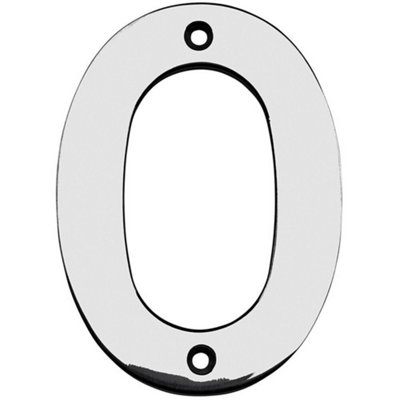 100mm Front Door Numerals '0' 82mm Fixing Centres Bright Stainless Steel