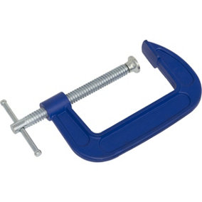 100mm Heavy Duty Forged G-Clamp - 25mm Throat - Threaded Screw Clamp Swivel Tip