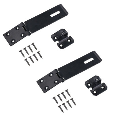 10x 3 Inch Black Safety Hasp & Staple – Sheds, Hutch, Gates, Doors Lock Latch – Ironmongery World