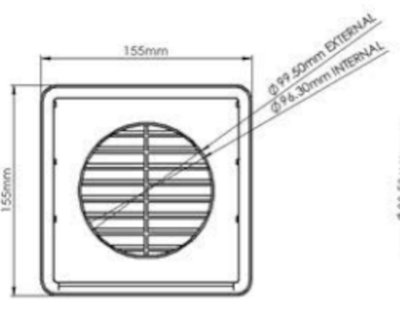 100mm Louvered Grille with Flyscreen (4