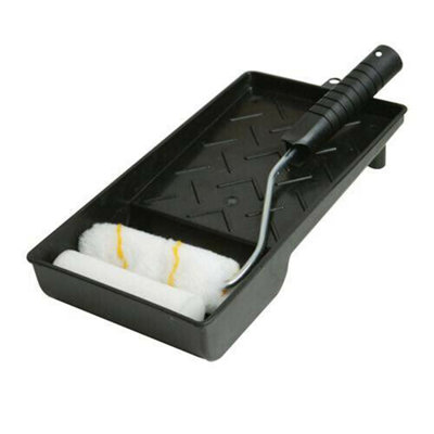 100mm Mini Paint Roller & Tray Set Sleeves For Gloss Varnish Emulsion