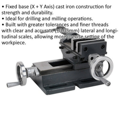 100mm Professional Cross Vice - 75mm Jaw Opening - Precision Drilling & Milling