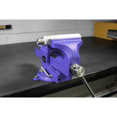 100mm Quick Action Swivel Base Vice - 100mm Jaw Opening - Serrated Steel Jaws - 4