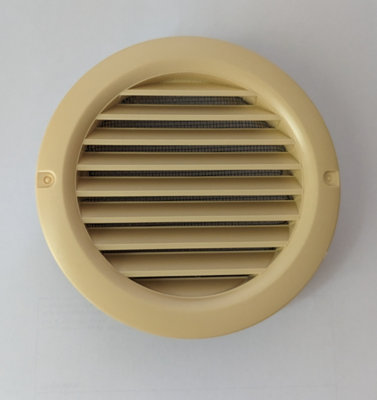 100mm Round Grille Beige with Fly Screen (4" Spigot)