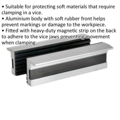 100mm Soft Vice Jaws - Aluminium Body - Soft Rubber Grip - Magnetic Strip