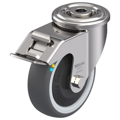 100mm stainless steel swivel/brake castor with grey electrically conductive ther