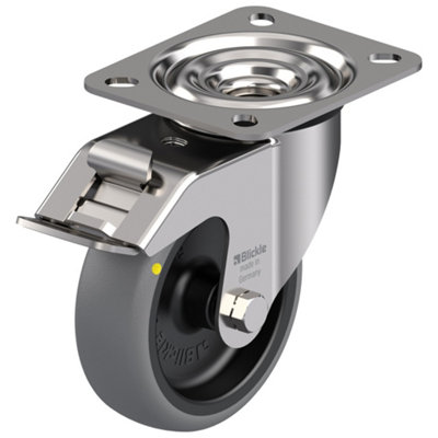 100mm stainless steel swivel/brake castor with grey electrically conductive ther