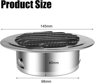 100mm Stainless Steel Ventilation Grille, Round Stainless Steel ...