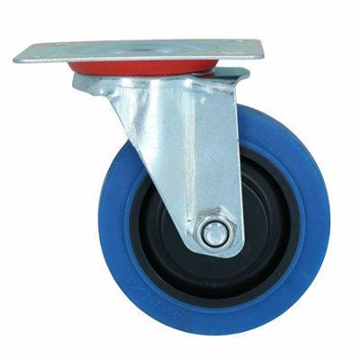 100mm Swivel Castor Wheel with Elastic Rubber Tyre for Trolleys Carts Furniture 1pk