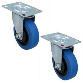 100mm Swivel Castor Wheel with Elastic Rubber Tyre for Trolleys Carts Furniture 2pk