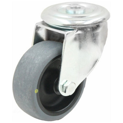 100mm swivel castor with grey electrically conductive thermoplastic rubber on po
