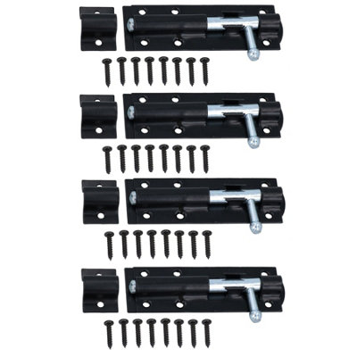 100mm Tower Bolt Shoot Bolt Sliding Latch Catch Shed Gate Garage Door 4pk