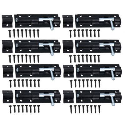 100mm Tower Bolt Shoot Bolt Sliding Latch Catch Shed Gate Garage Door 8pk