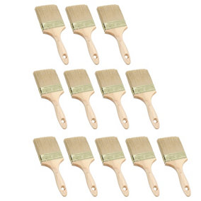 100mm Wide Nylon Paint Brush Wooden Handle for Sheds Decking Fences 12pk