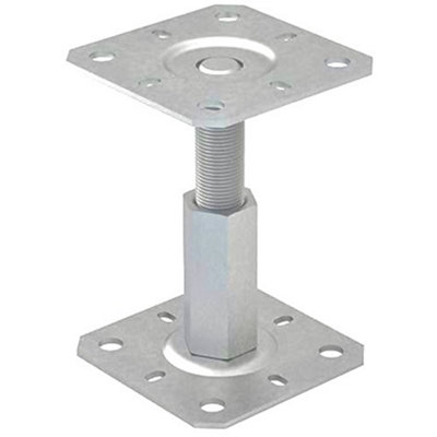 100mm x 100mm ( 4" x 4" ) Heavy Duty Galvanised Adjustable 100-150mm Elevated Post Base Support