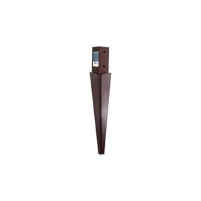 100mm x 100mm  Drive In Post Support with 750mm Spike - Epoxy Brown