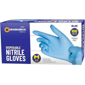 100Pc Disposable Nitrile Gloves Blue Powder Free Medium