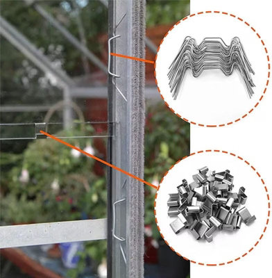 100pc Greenhouse Glass Window Pane Glazing Z & W Stainless Steel Fixing Clips - 3