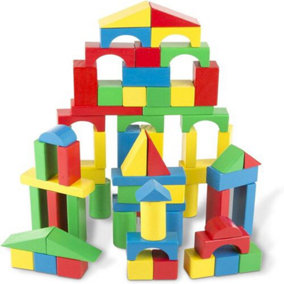 100Pc Kids Building Blocks - Colourful & Educational Kids Toys - Wooden Toy Blocks Come With A Drum Storage Tub
