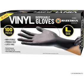 100pc Large Disposable Vinyl Gloves Black Powder Latex Free Work Hygiene Food