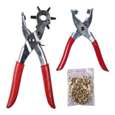 100Pc Leather Hole Punch Eyelet Plier Set With Revolving Head Grip Handle DIY at B Q