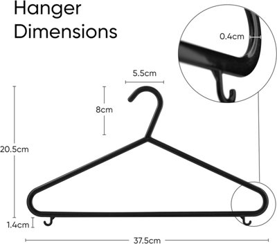 100Pcs Adult Plastic Coat Hangers (Black) - 5