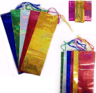 100pcs- Assorted Holographic Bags Bulk Wholesale Wine Bottle Holder Christmas Xmas Gifts Wrap
