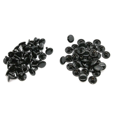 100pcs Black Double Cap Tubular Rivets for DIY Crafts, Sewing, 10mm