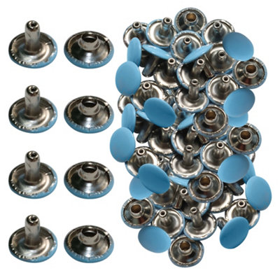100pcs Blue Double Cap Tubular Rivtes for DIY Crafts, Sewing, 10mm