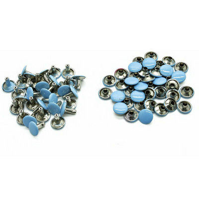 100pcs Blue Double Cap Tubular Rivtes for DIY Crafts, Sewing, 10mm