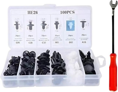 thumbnail image 2 of 100 Pack 8mm Bumper Clips – Plastic Rivets & Fasteners For Honda, Ford, GM, Chrysler – Black Nylon 2 of 2