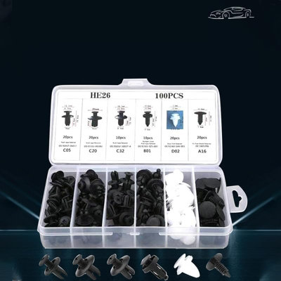 100pcs Car Plastic Rivets Fasteners Push Retainer Kit, Most Popular ...
