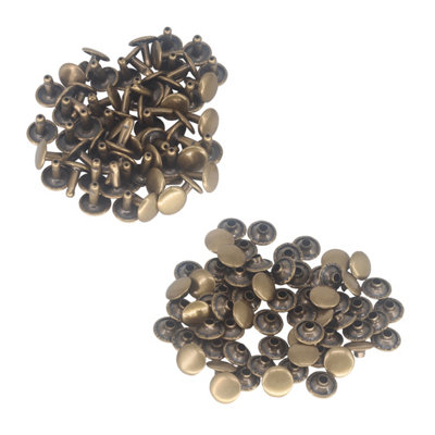 100pcs Double Cap Tubular Rivets, Bronze - 12mm x 10.5mm