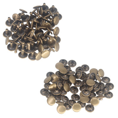 100pcs Double Cap Tubular Rivets, Bronze - 15mm x 13.5mm