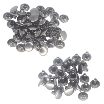 100pcs Double Cap Tubular Rivets, Gunmetal Black - 12mm x 10.5mm