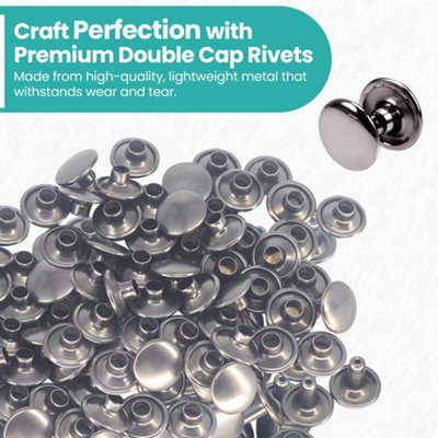 100pcs Double Cap Tubular Rivets, Gunmetal Black - 6mm x 5mm