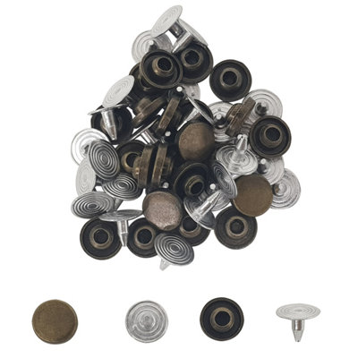 100pcs Flat Head Brass Rivets Studs, Denim & Leather Rivets, Bronze, 8mm
