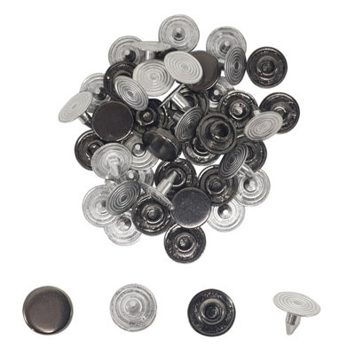 100pcs Flat Head Brass Rivets Studs, Denim & Leather Rivets, Gunmetal Black, 8mm