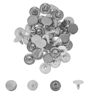 100pcs Flat Head Brass Rivets Studs, Denim & Leather Rivets, Silver, 10mm