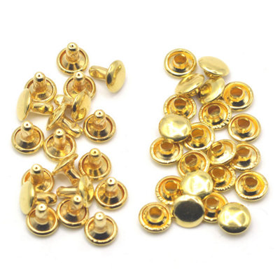 100pcs Gold Double Cap Tubular Rivets for DIY Crafts, Sewing, 10mm