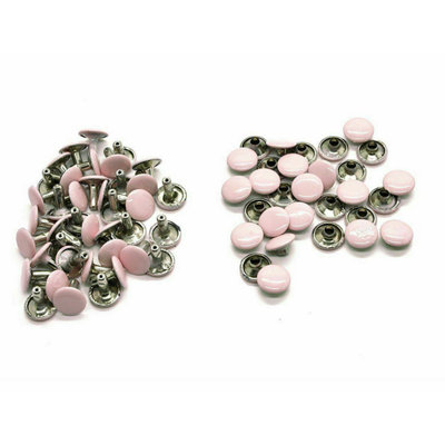 100pcs Pink Double Cap Tubular Rivets for DIY Crafts, Sewing, 10mm