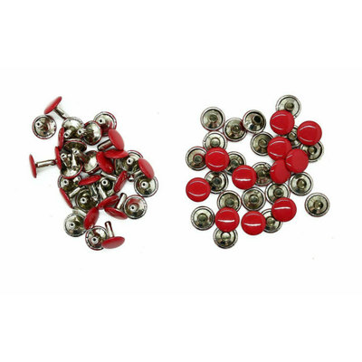 100pcs Red Double Cap Tubular Rivets for DIY Crafts, Sewing, 10mm