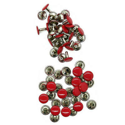 100pcs Red Double Cap Tubular Rivets for DIY Crafts, Sewing, 10mm