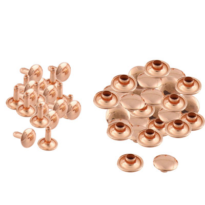 100pcs Rose Gold Double Cap Tubular Rivets for DIY Crafts, Sewing, 10mm