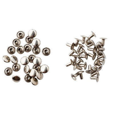 100pcs Single Cap Rivets, Tubular Rivets, Metal Studs for Clothing, Sewing, Silver - 8mm